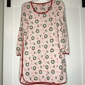 Pajamarama Christmas Sleep‎ Shirt Womens Size Small Wreath Candy Cane Holiday